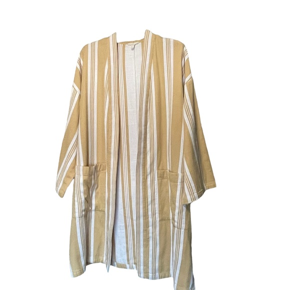 Eileen Fisher I Stripe Cotton Open Front Sweater - Picture 3 of 9